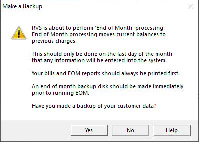 End of Month Processing: Make a Backup