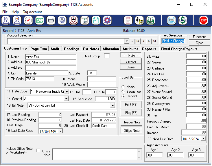 The Customer Info Screen