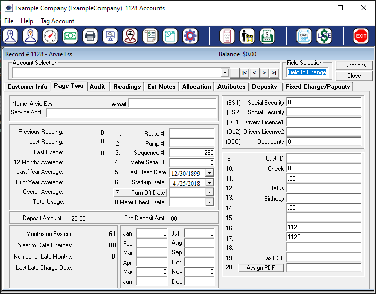 The Customer Page Two Screen