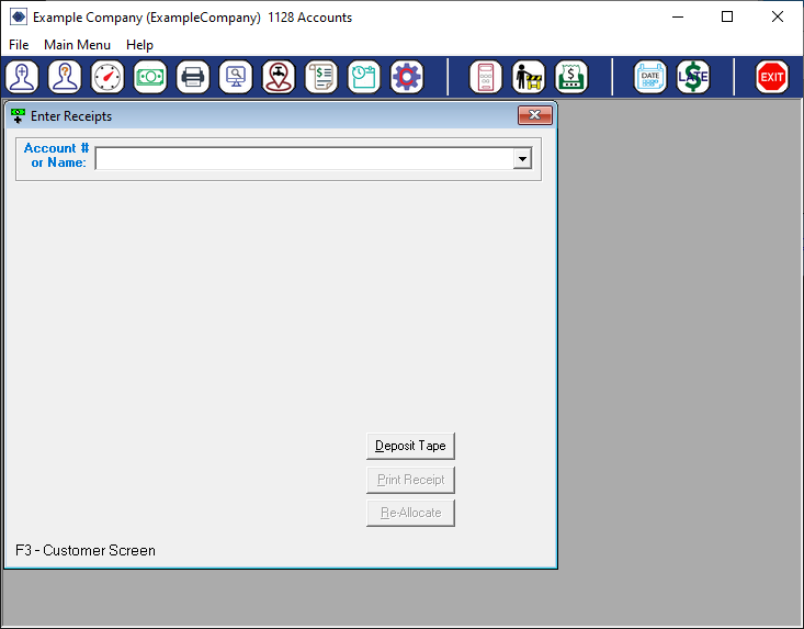 The Enter Receipts Screen